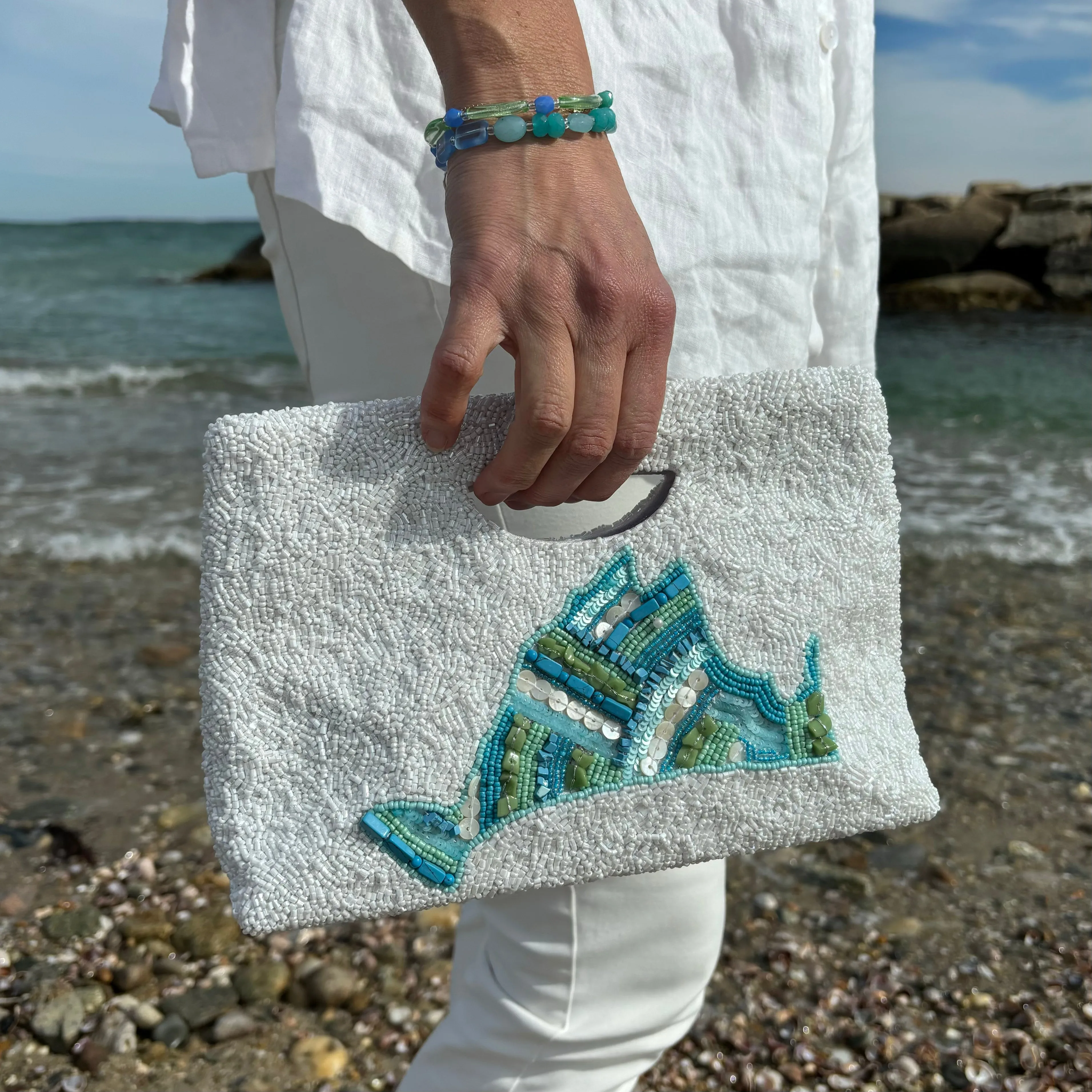 Beaded Statement Clutch, Martha's Vineyard Island