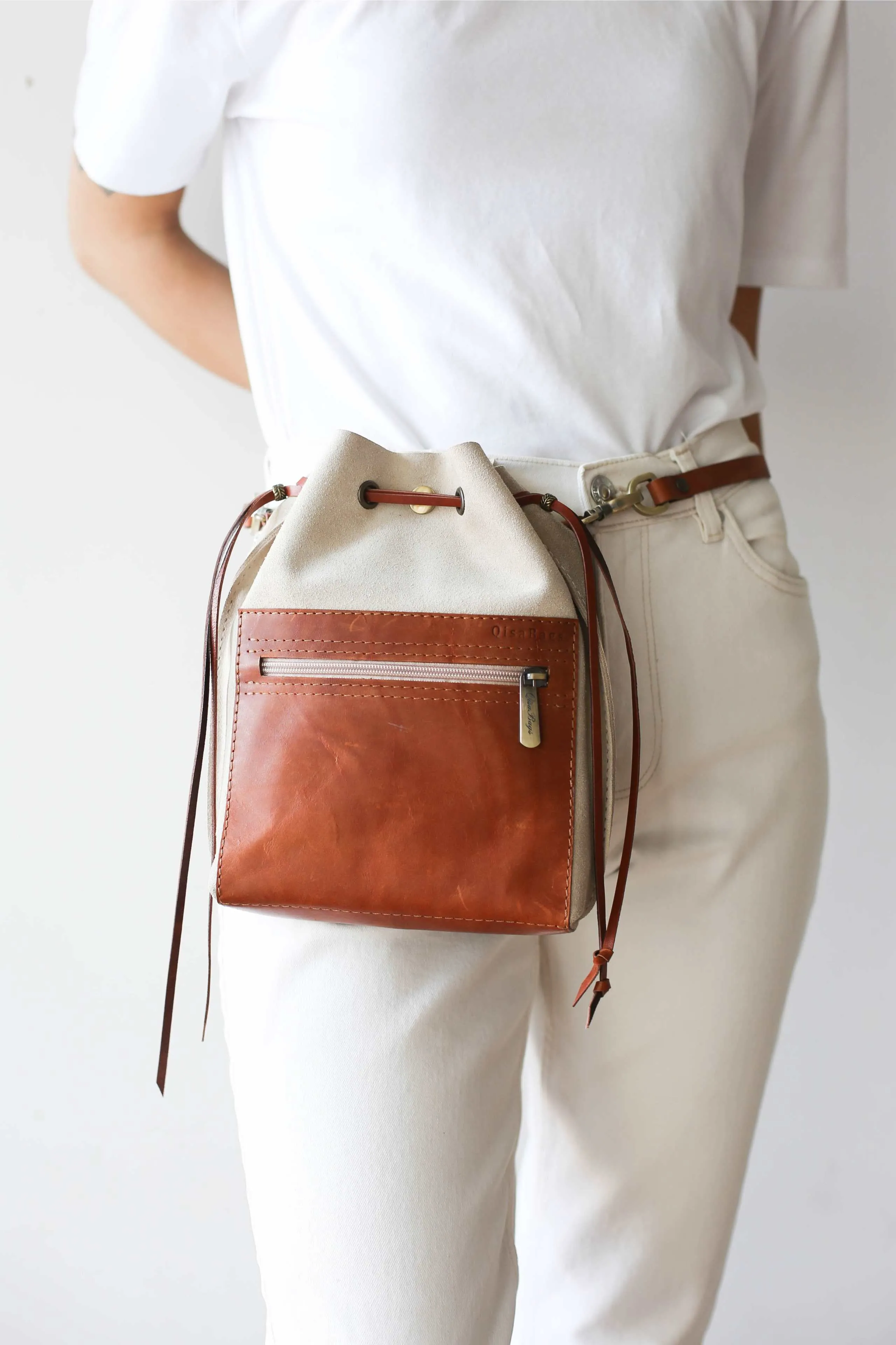 Beige Designer Mini Bag - Small Leather Bag