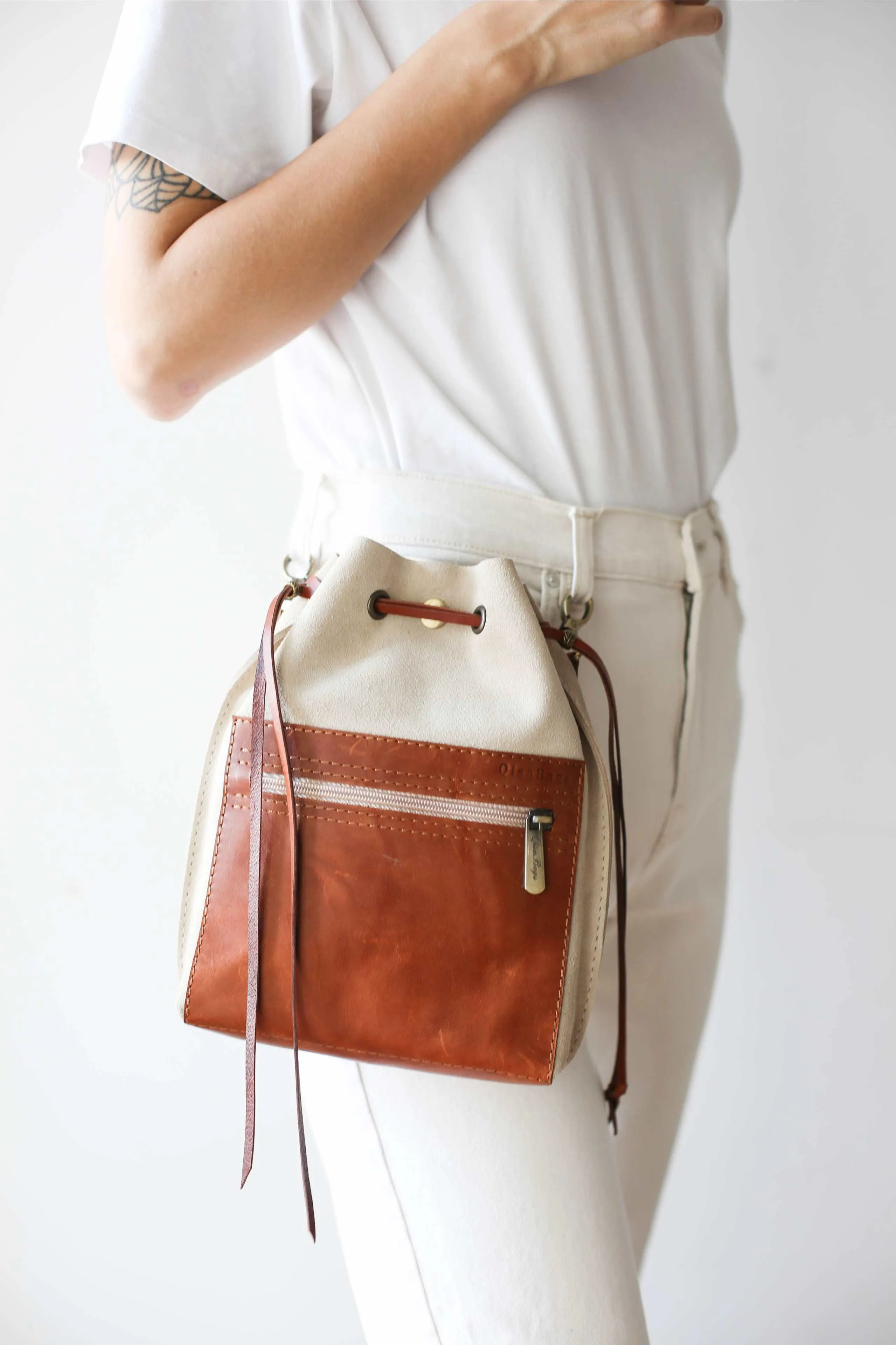 Beige Designer Mini Bag - Small Leather Bag