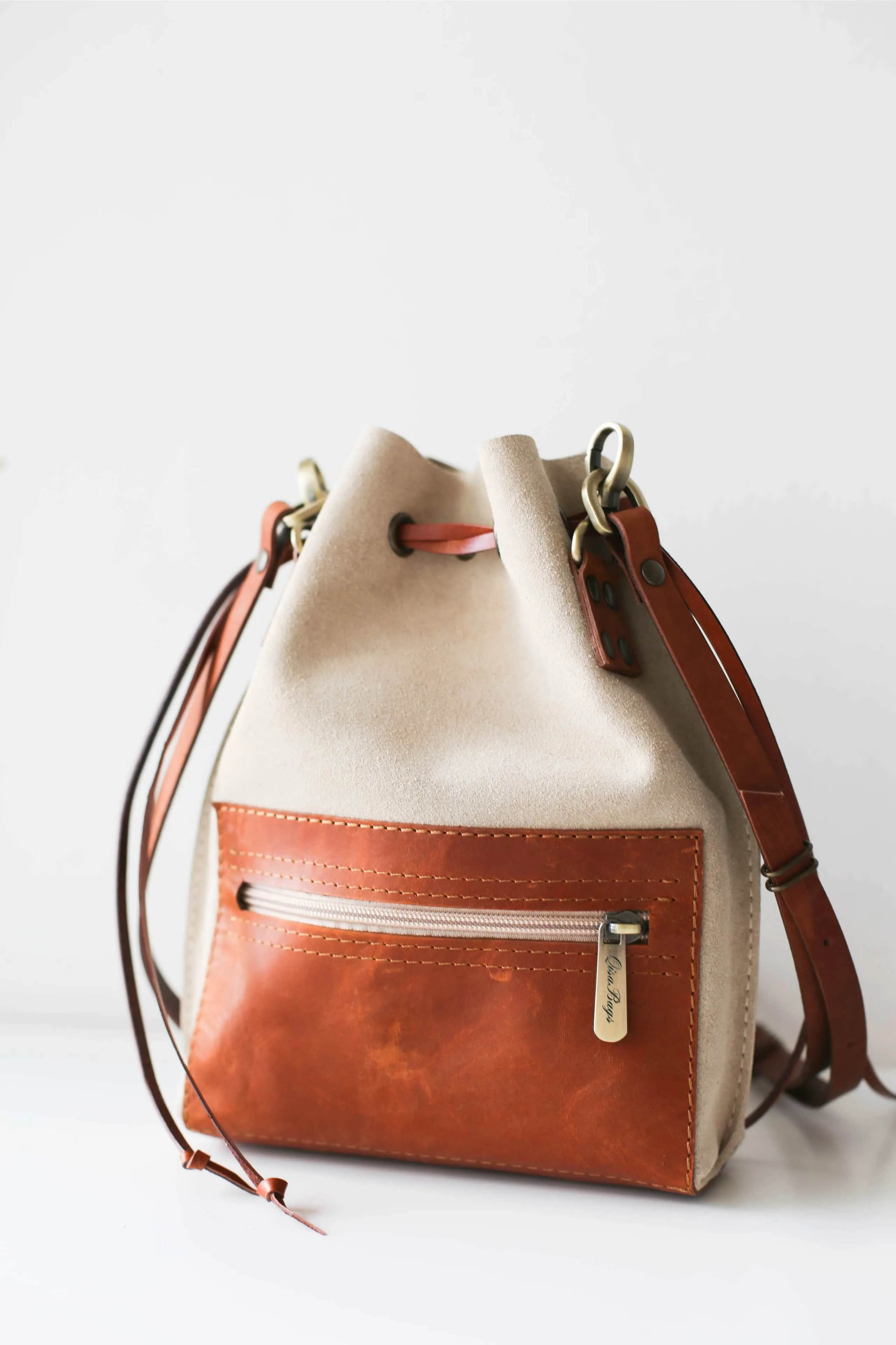 Beige Designer Mini Bag - Small Leather Bag