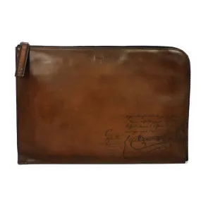 Berluti Nino XL Scritto Leather Clutch