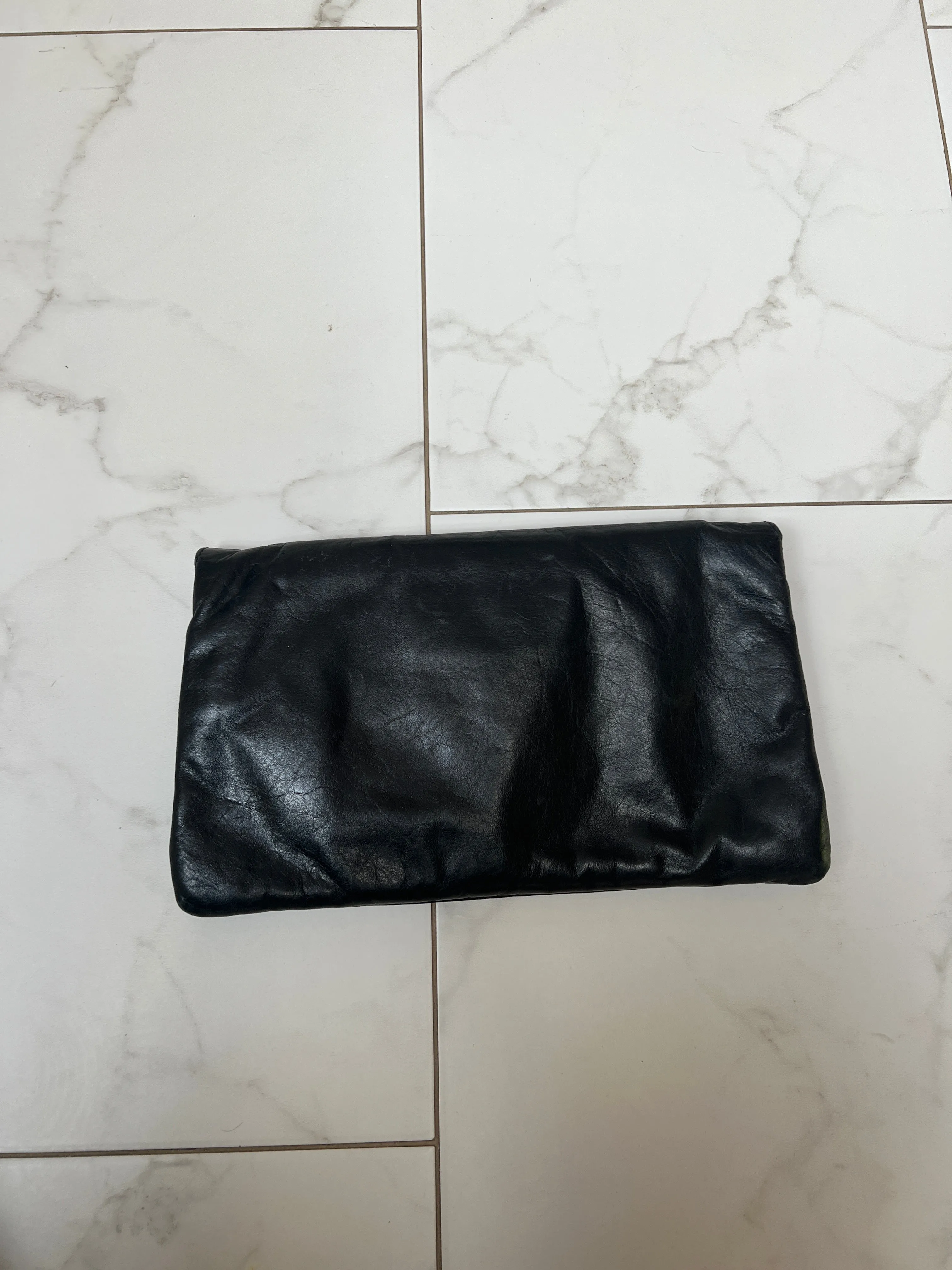 Black Leather Giant Clutch