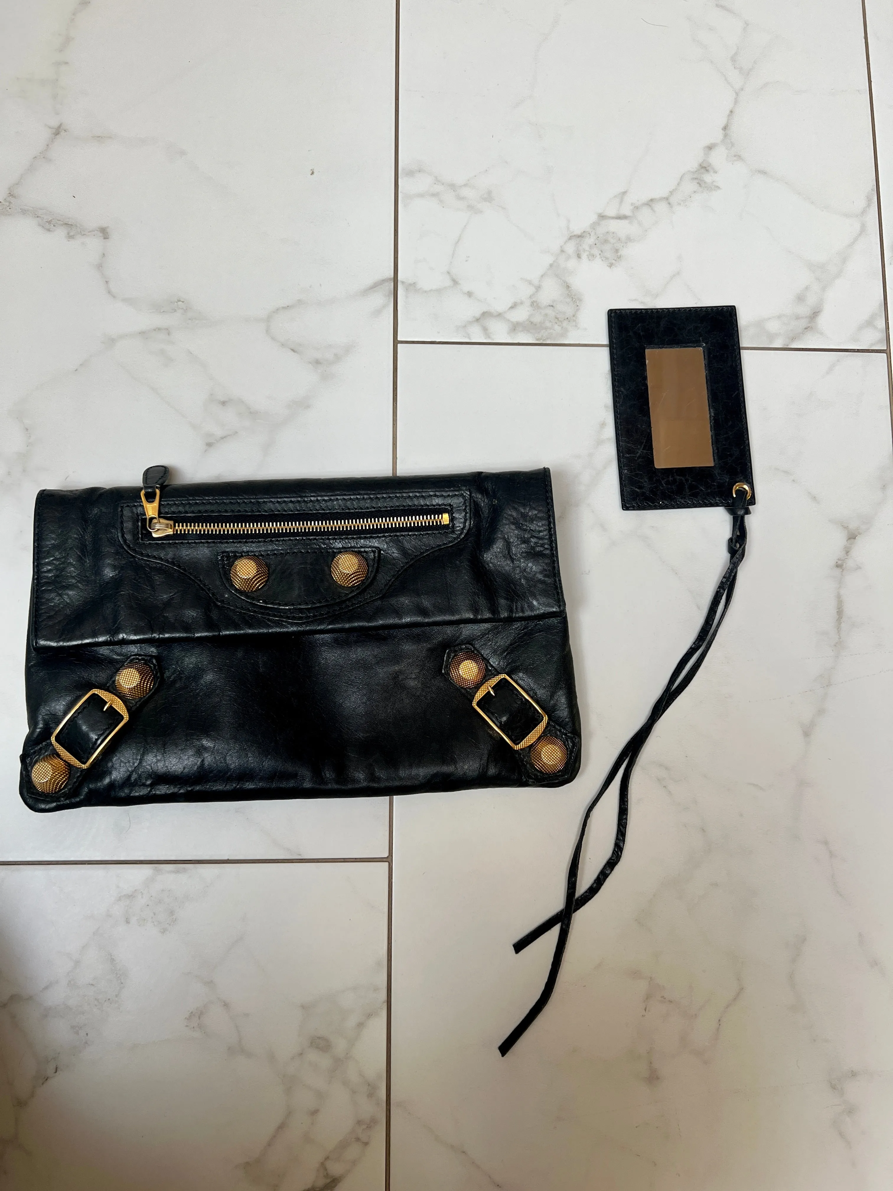 Black Leather Giant Clutch