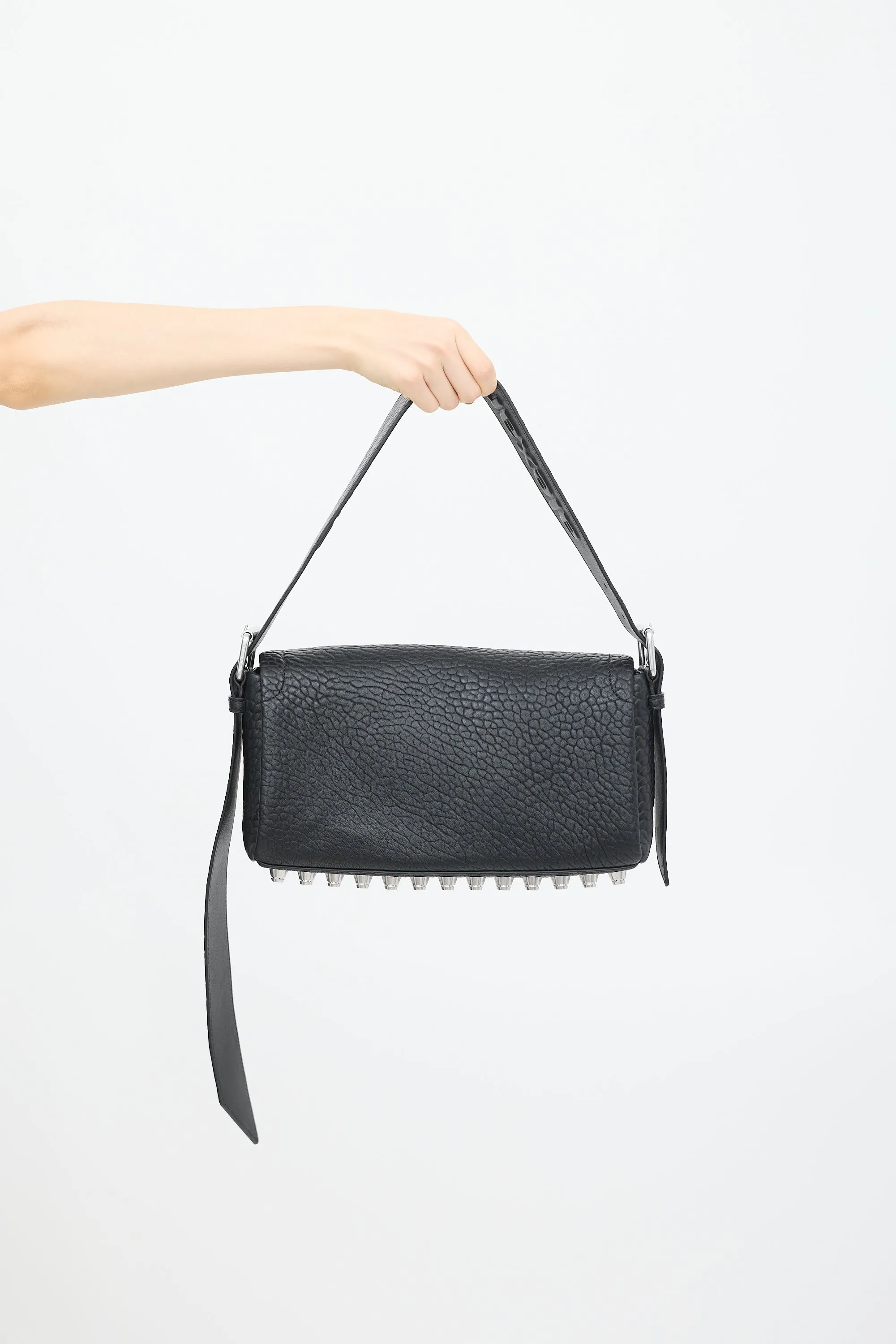 Black Leather Ricco Medium Flap Bag