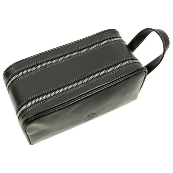 Black Leather Toiletry Bag