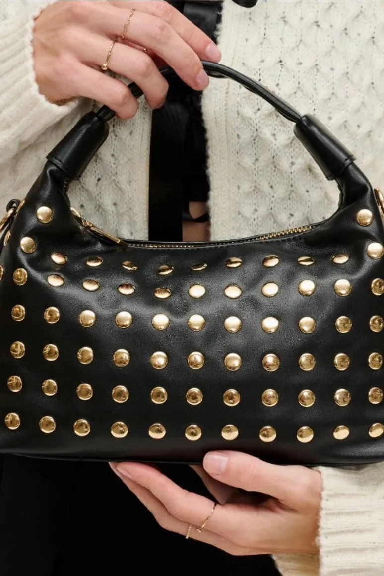 Black Studded Crossbody Handbag