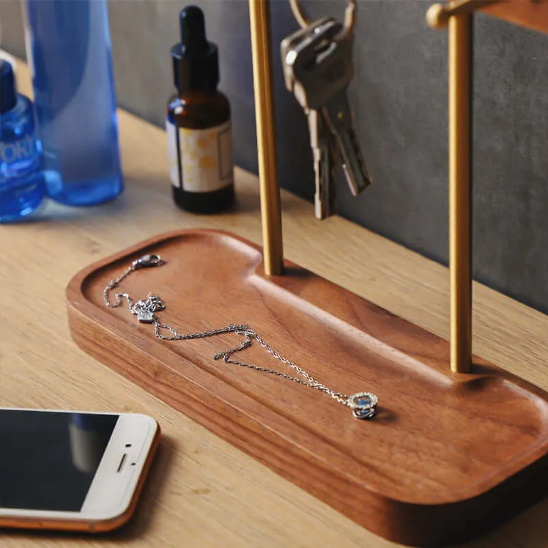 Black Walnut Jewelry Box & Key Storage Rack