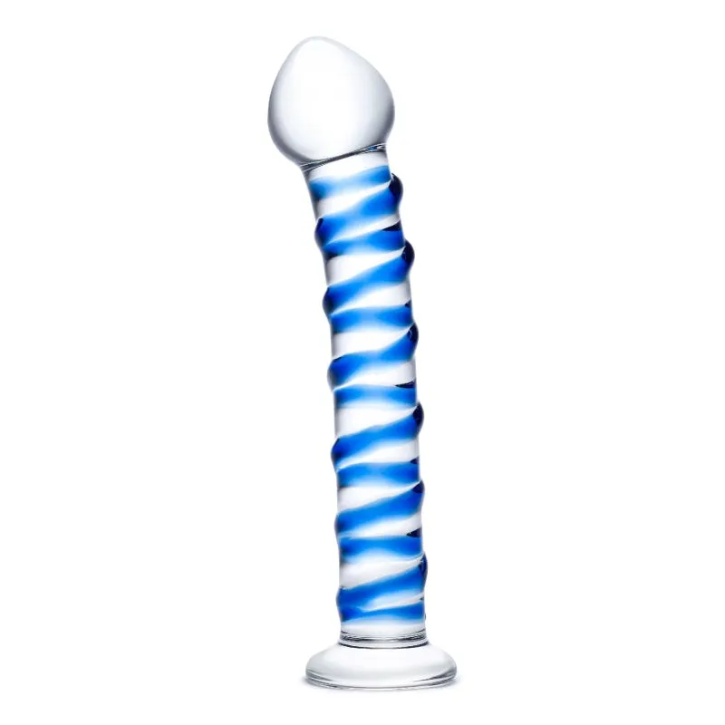 Blue Spiral Glass Dildo