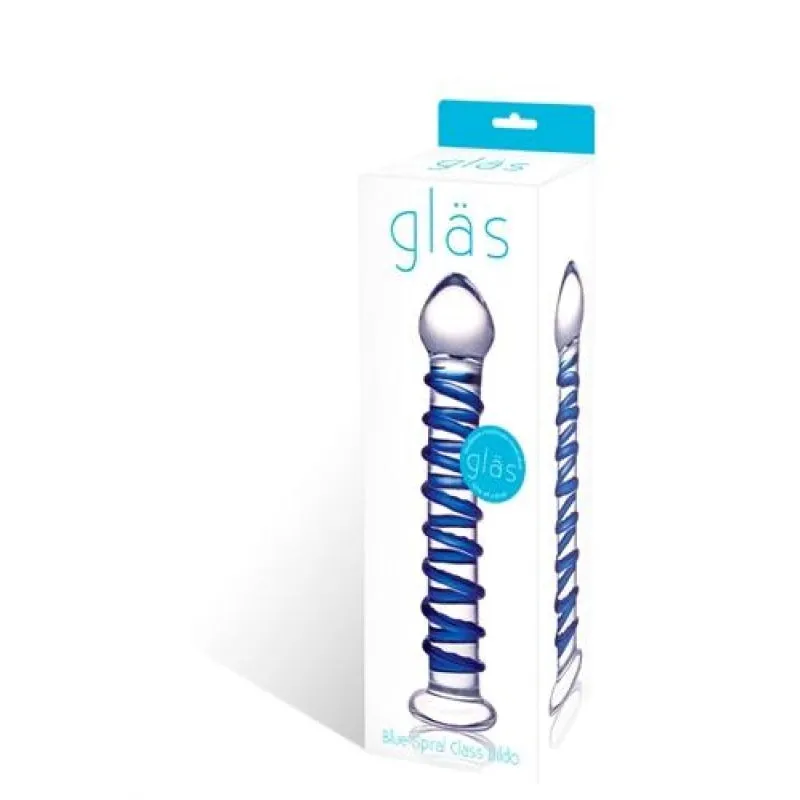 Blue Spiral Glass Dildo