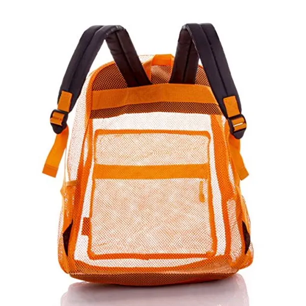 Bravo! Mesh Transparent See Through Backpack - Orange