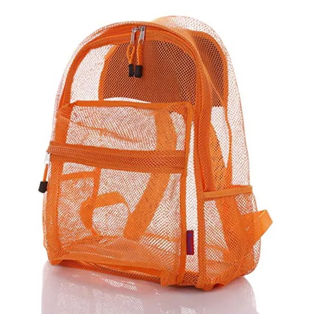 Bravo! Mesh Transparent See Through Backpack - Orange