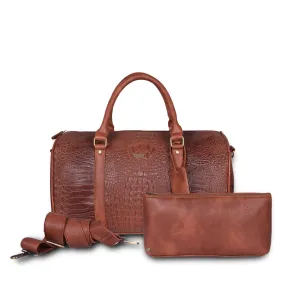 Brown Croc Cabin Bag with Toiletry Kit - Carry on Luggage