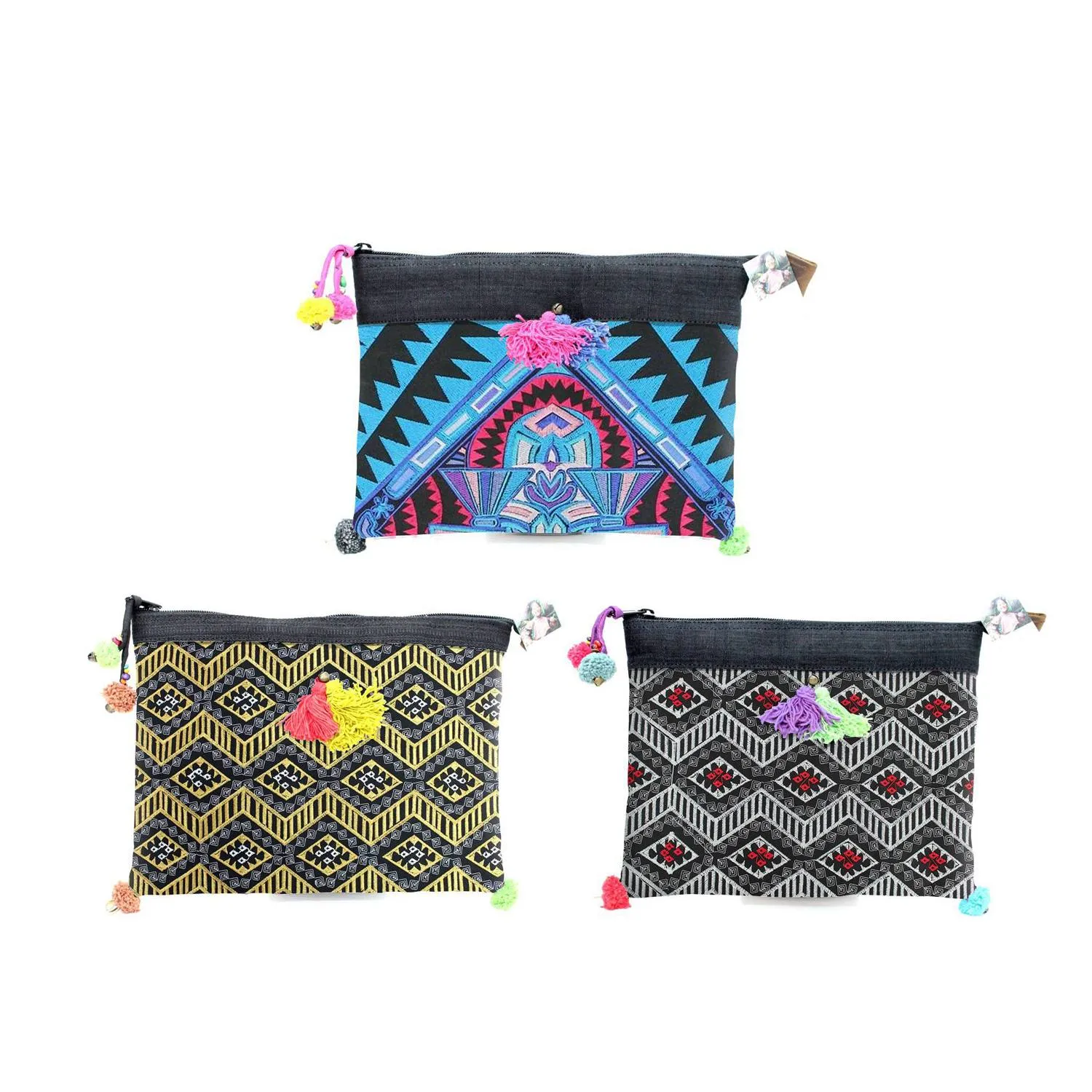 BUNDLE: Embroidered Clutch 3 Piece - Thailand