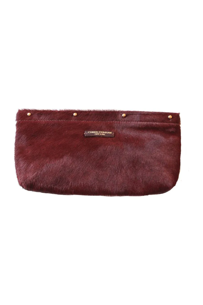 Burgundy Hair on Hide Clutch Cover