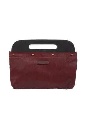 Burgundy Hair on Hide Clutch Cover