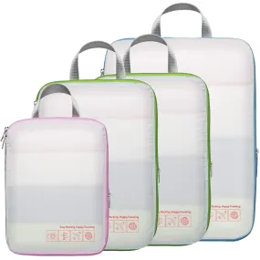 Cambond Compression Packing Cubes for Travel Women - 4 Pack Travel Bags Luggage Organizers Vacation Travel Essentials Compression Cubes for Carry on Suitcases, White