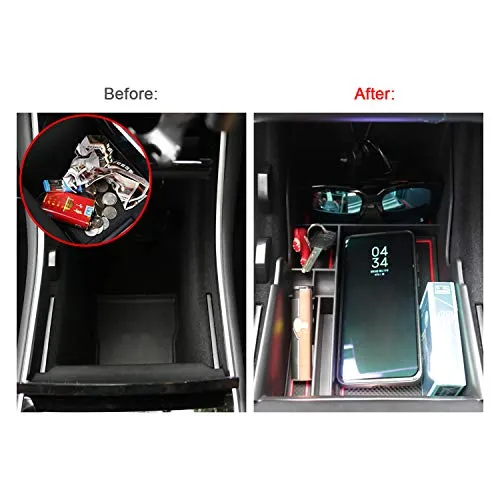 Car Armrest Console Organizer Tray Stowing Organizer Storage Box for Tesla Model 3 Insert ABS Black Materials Tray, Armrest Box Secondary Storage