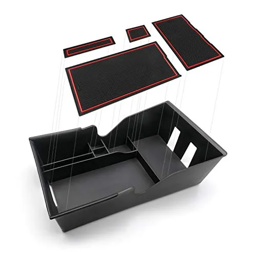 Car Armrest Console Organizer Tray Stowing Organizer Storage Box for Tesla Model 3 Insert ABS Black Materials Tray, Armrest Box Secondary Storage