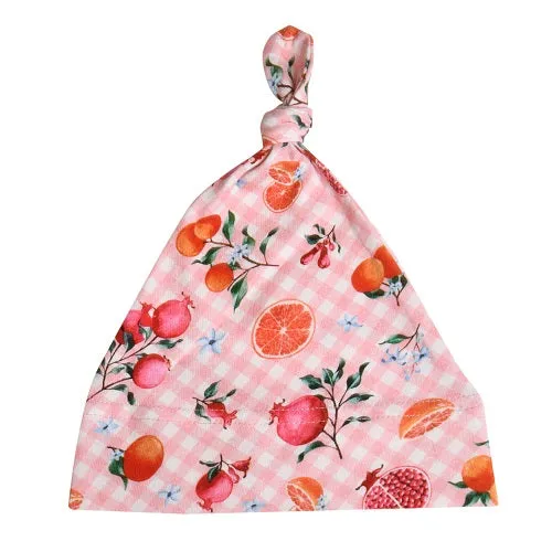 Citrus Gingham Organic Knot Hat - Pink