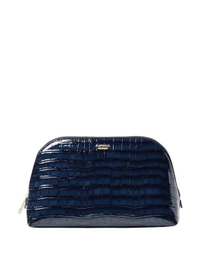 Classic toiletry bag in midnight faux patent croc