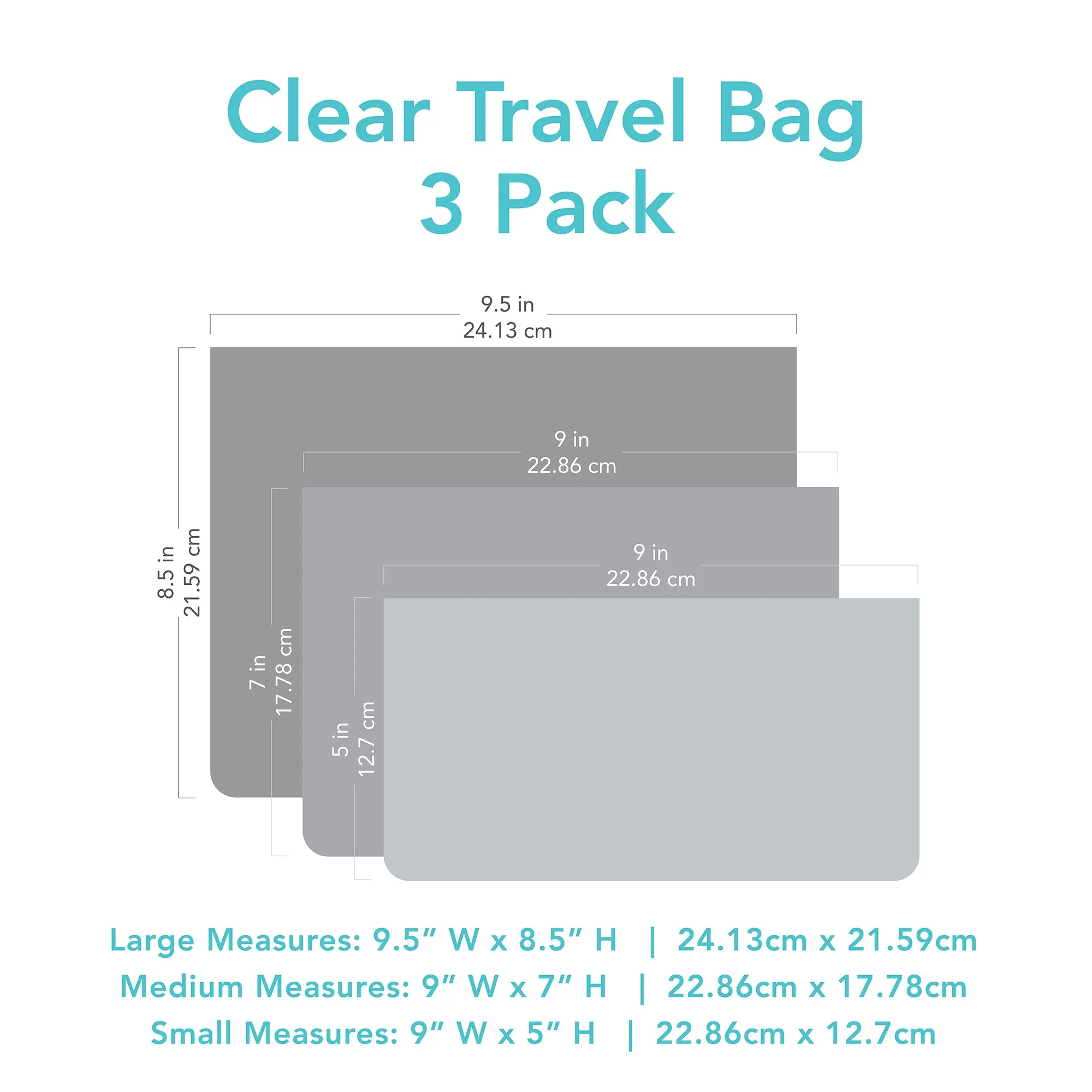 Clear Travel Bag 3-Pack: Cacti