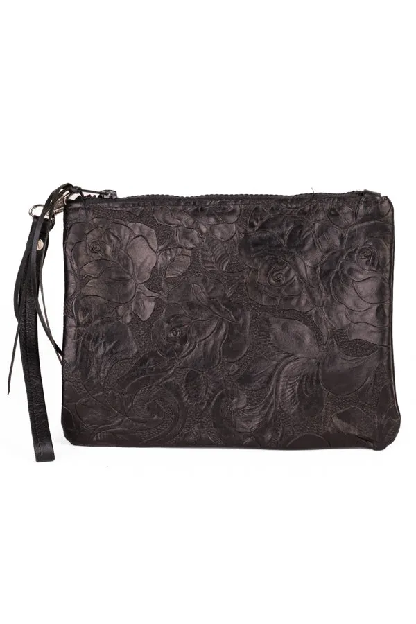 Clutch - Black Roses detail Leather #12