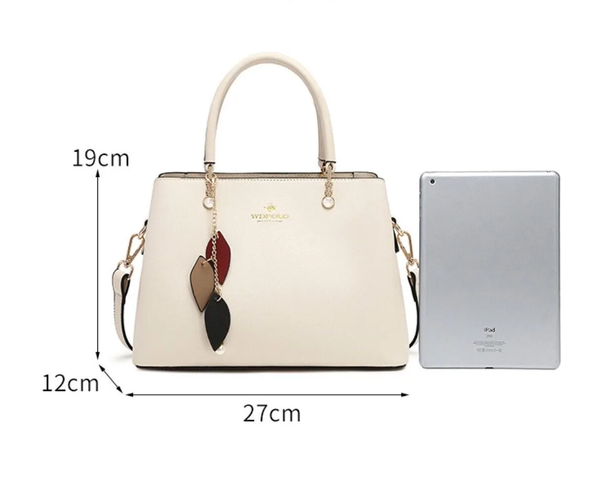 Cute White, Black, Blue & Red Solid Color Minimalist Simple Luxury Genuine Leather Handheld Handbag for Women, Shoulder Bag, Crossbody Bag