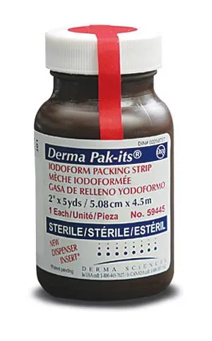 Derma Sciences 59145 Derma Sciences Pak-Its Gauze Packing Strips With Strip Delivery System - Iodoform 1/4" x 5 Yards