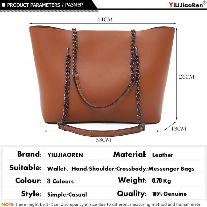 Designer Casual Chain Shoulder Bags Leather Large Capacity for Women