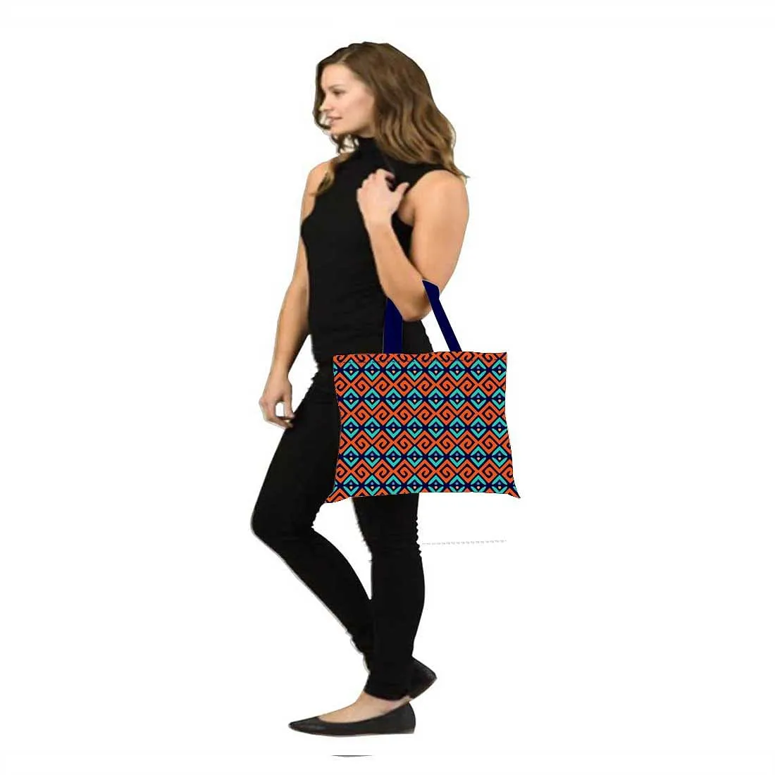 Designer Tote Bag With Zip Beach Gym Travel Bags -  Geomatics Ethnic Patterns