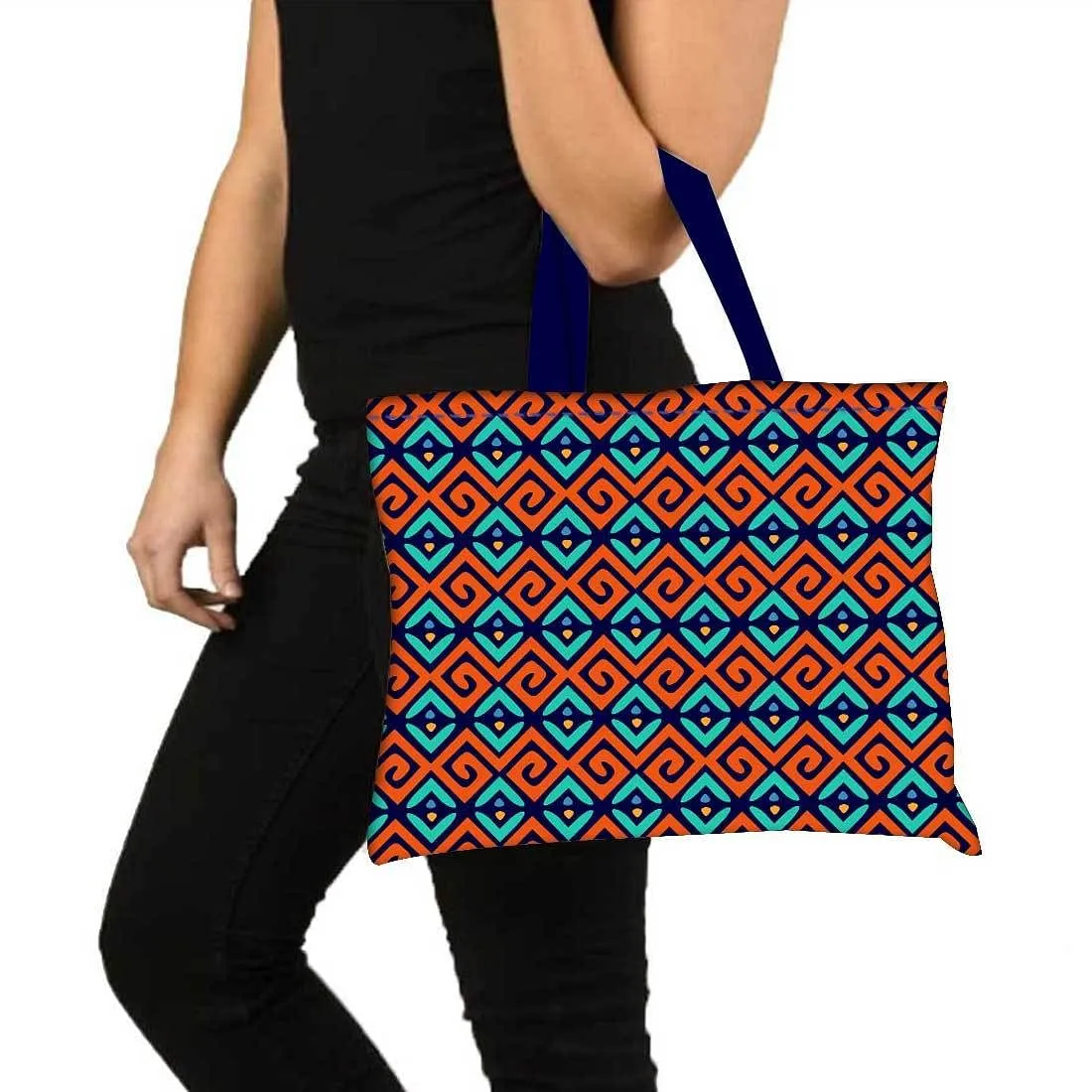 Designer Tote Bag With Zip Beach Gym Travel Bags -  Geomatics Ethnic Patterns