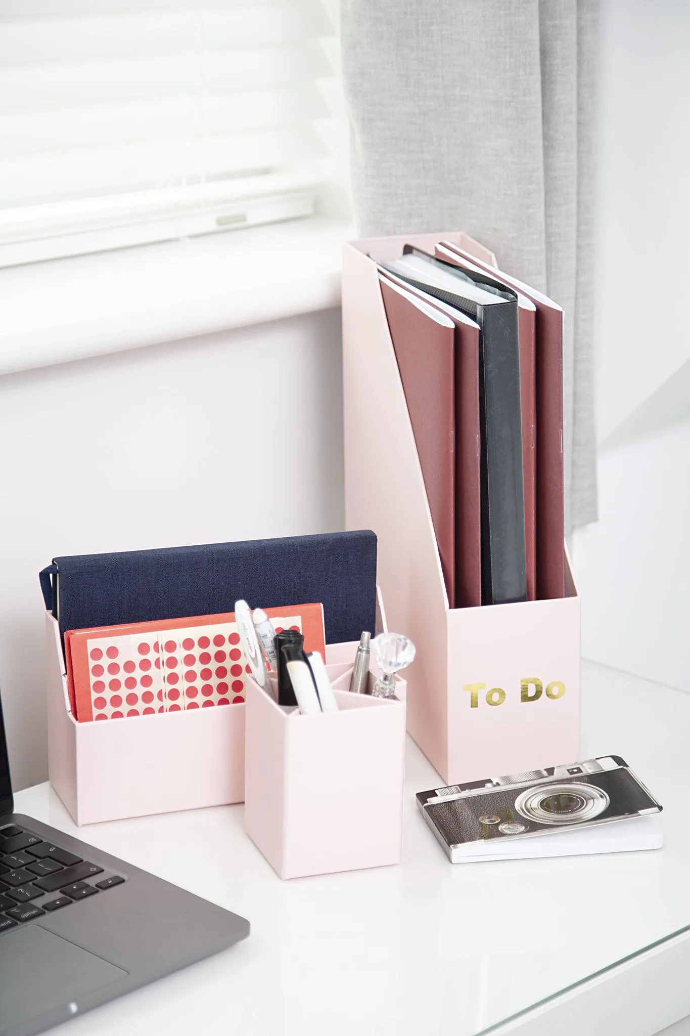 Desk Organiser Set - Pink - 4 Pcs