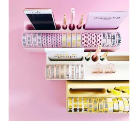 Desk Organizer Washi Pink/White