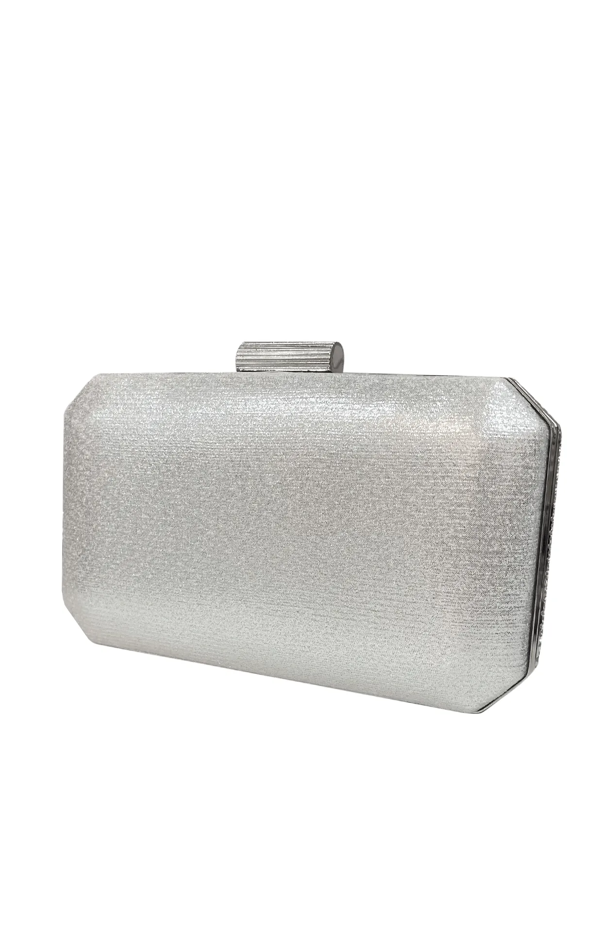 DIAMANTE MESH STRUCTURED CLUTCH IN SILVER