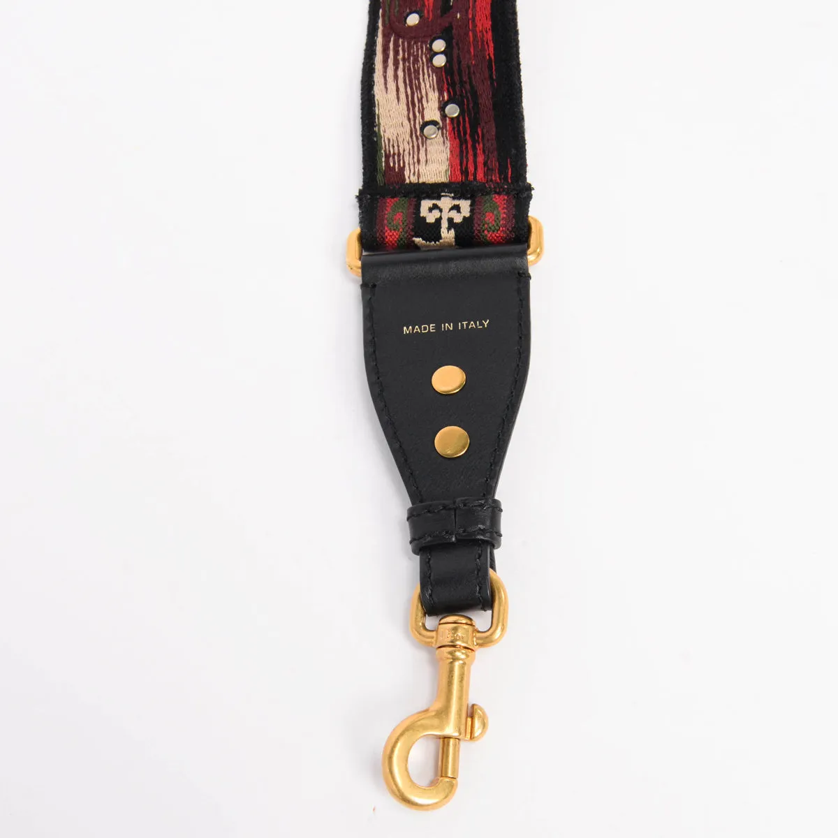 Dior Red Studded Canvas Bohemian Bag Strap