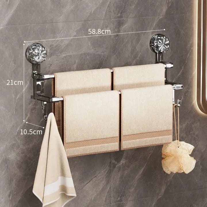 Double Rod Strong Suction Power Towel Rack