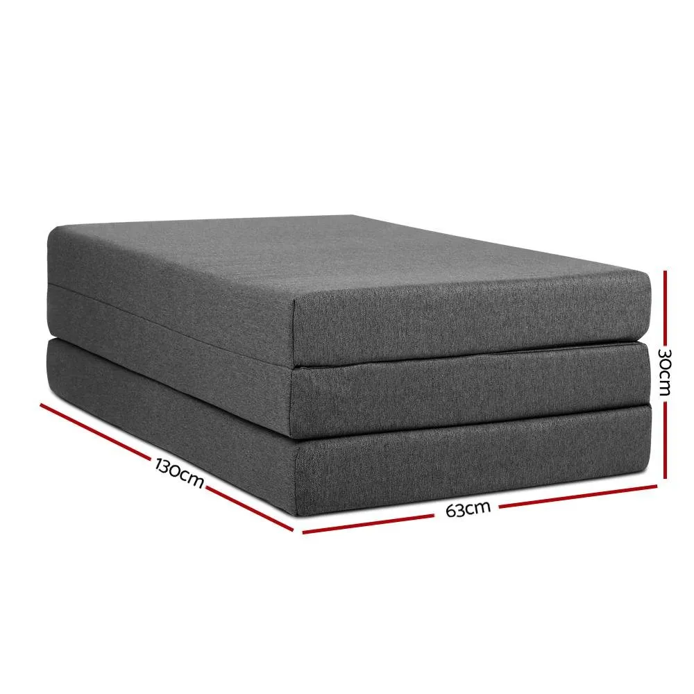 Double Size Folding Foam Mattress Portable Bed Mat Dark Grey