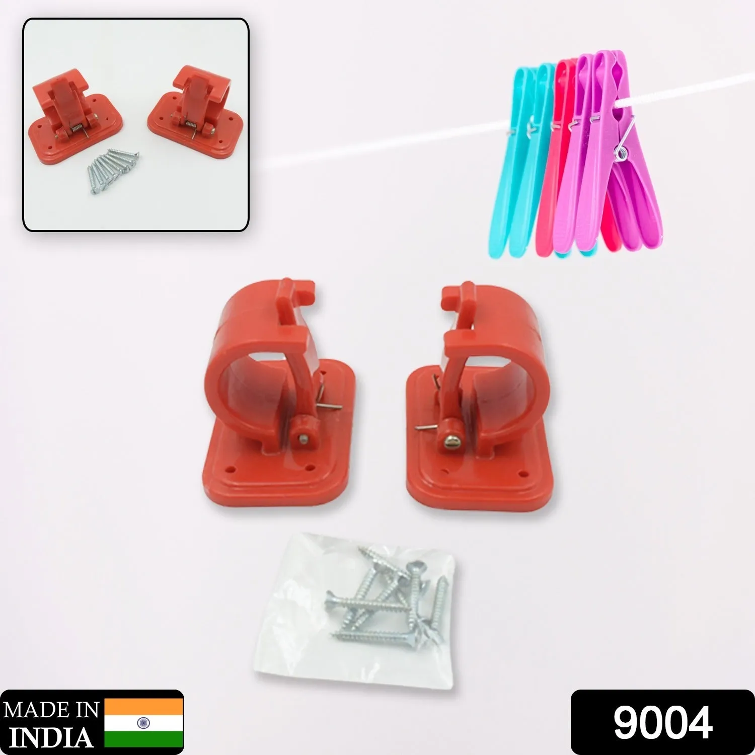 Drill-In Curtain Rod Brackets (2 Pc): Adjustable Hooks, Screws Included (Mix Color), Bathroom, Kitchen