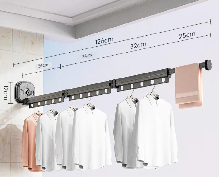 Easy Hang Wall-Mounted No-Punch Retractable Laundry Rack