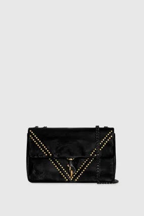 Edie Medium Crossbody V Studded Bag In Black