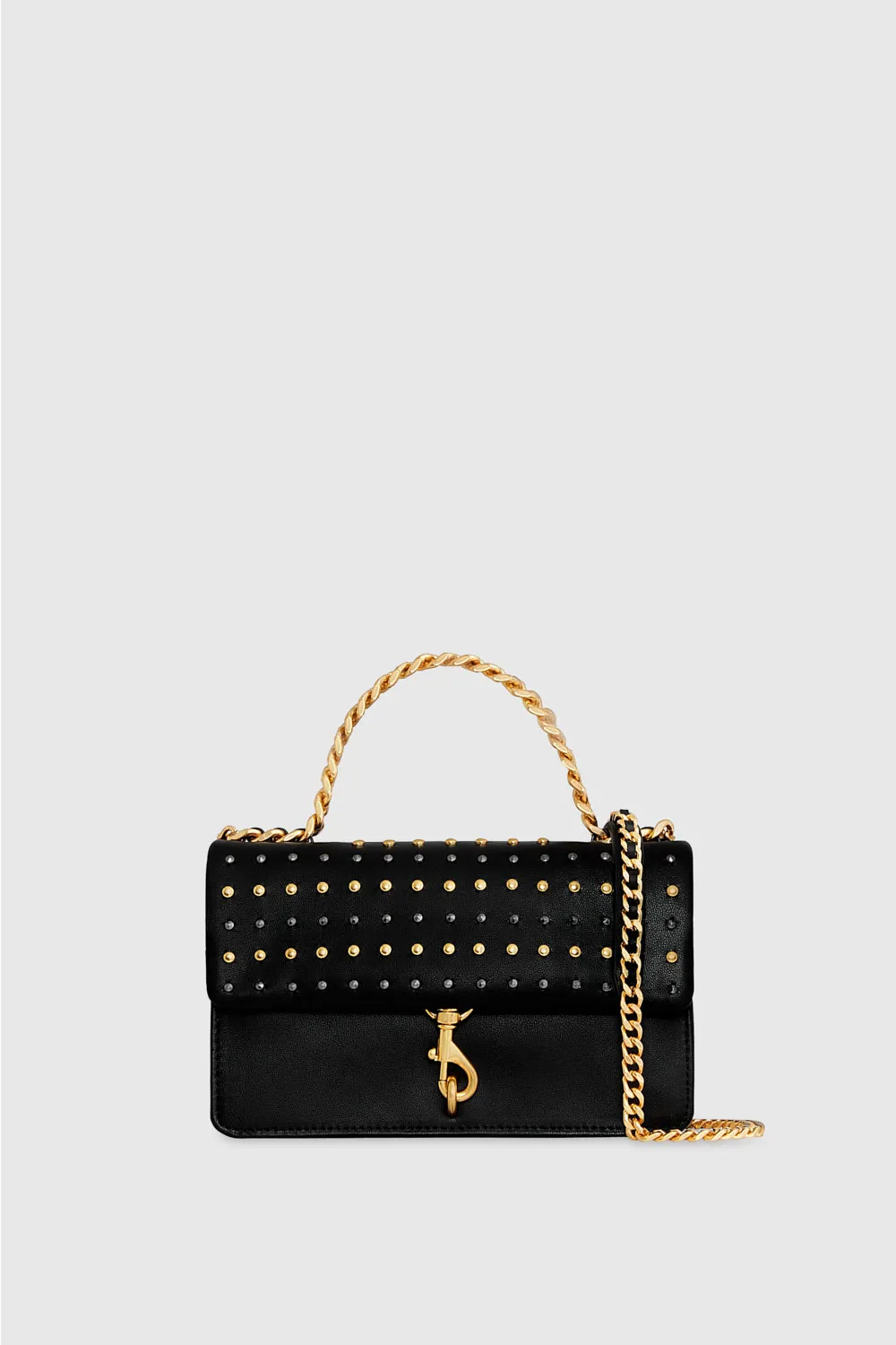 Edie Studded Mini Crossbody On A Chain Bag In Black