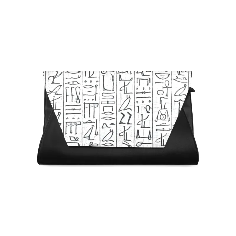 Egyptian Hieroglyphics Leather Clutch Bag