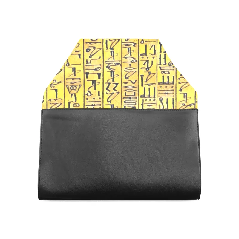 Egyptian Hieroglyphics Leather Clutch Bag