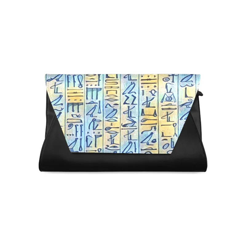 Egyptian Hieroglyphics Leather Clutch Bag