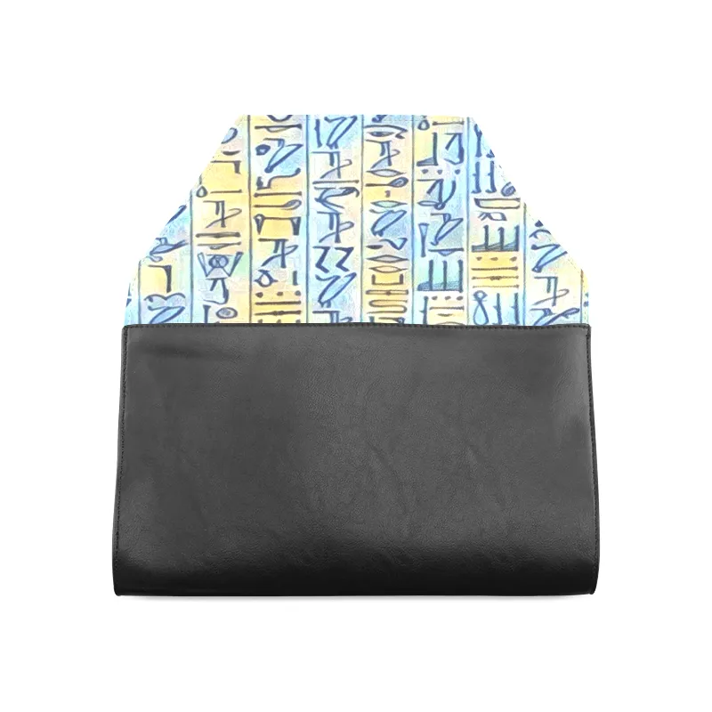 Egyptian Hieroglyphics Leather Clutch Bag