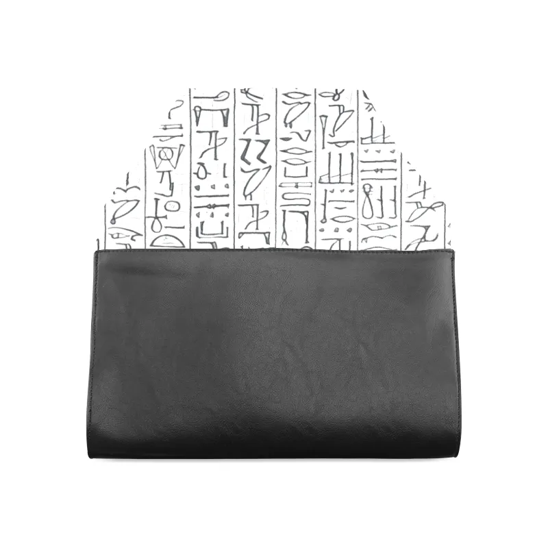 Egyptian Hieroglyphics Leather Clutch Bag