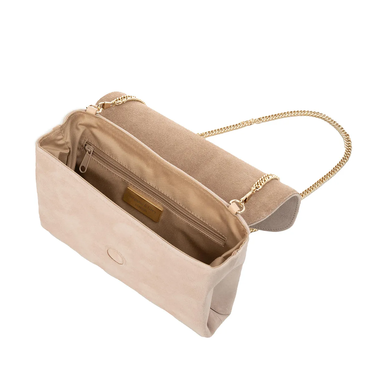 Ellie Clutch Bag - Sand Suede