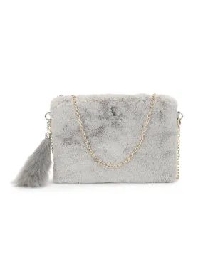 Erin Fur Grey Clutch