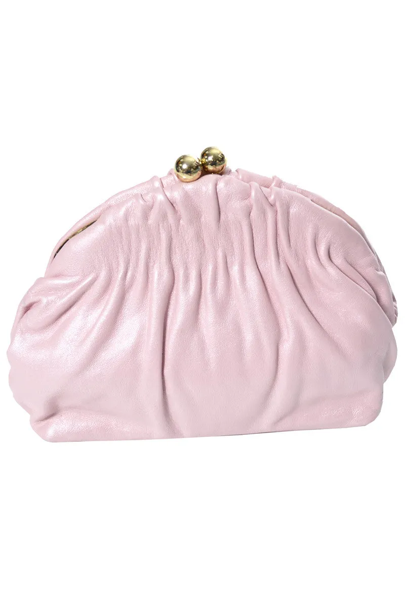 Etra Pink Leather Vintage Handbag Clutch or Shoulder Bag