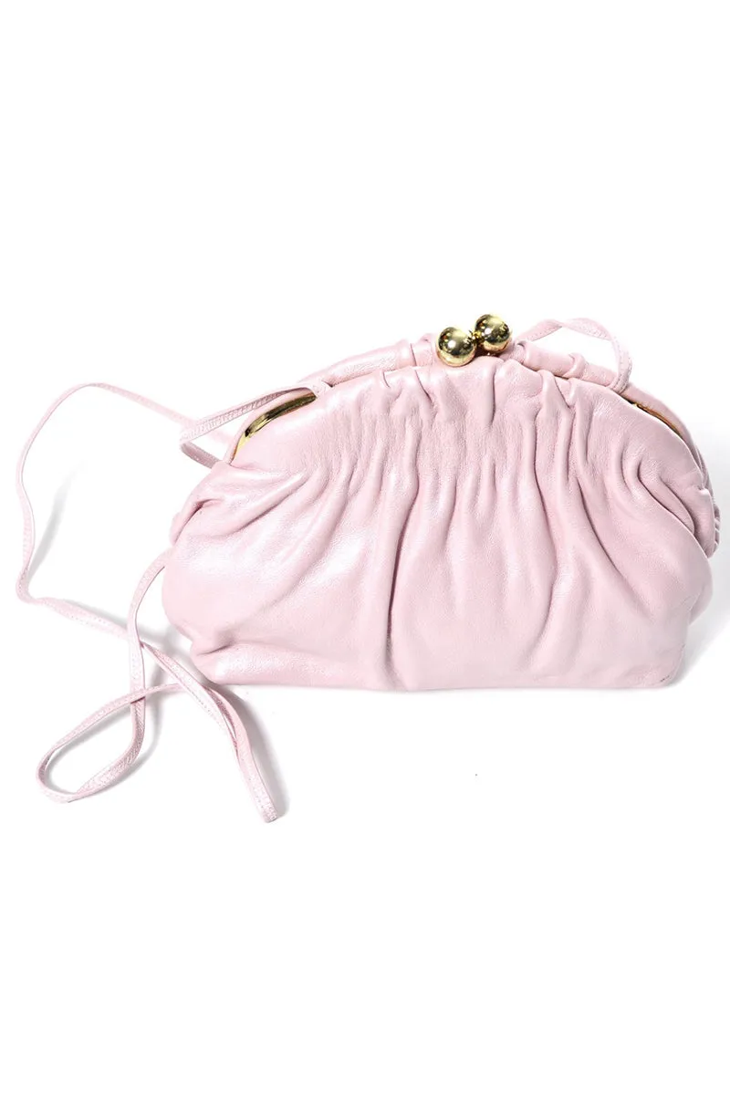 Etra Pink Leather Vintage Handbag Clutch or Shoulder Bag